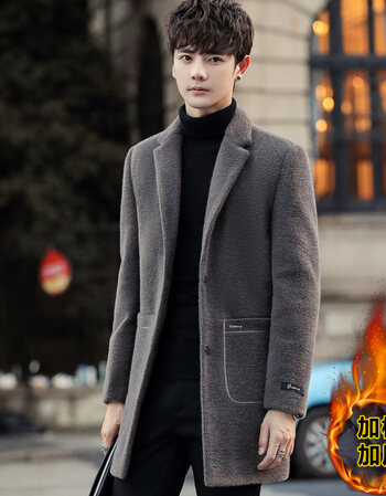 大衣男风衣加厚韩版帅气中长款连帽妮子冬季外套呢子保暖男士潮流青年