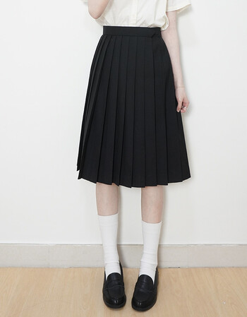 中牌制服馆 不良少女jk制服裙学院风春夏基础款纯色百褶裙现货 黑色60