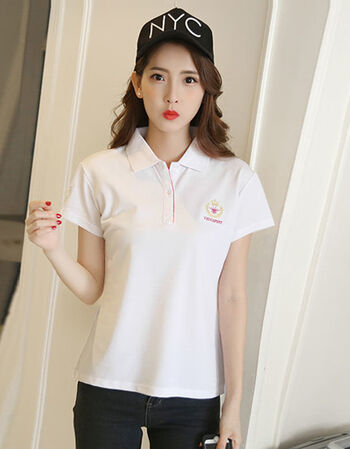 现货秒发条纹t恤女翻领短袖女上衣带领修身运动有领女生夏季polo衫女 