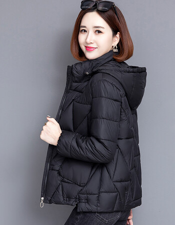 冬装2021新款面包服中老年妈妈韩版羽绒服女短款加厚外套黑色m推荐