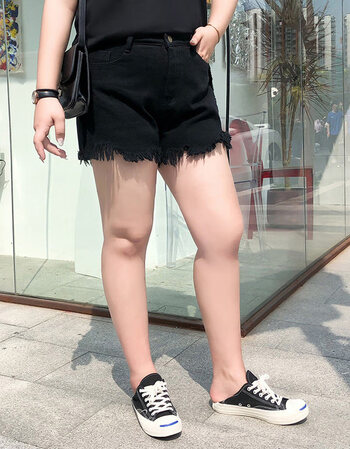 美动态微胖mm牛仔短裤大码女装2019新款夏装适合大腿根粗的裤子200斤