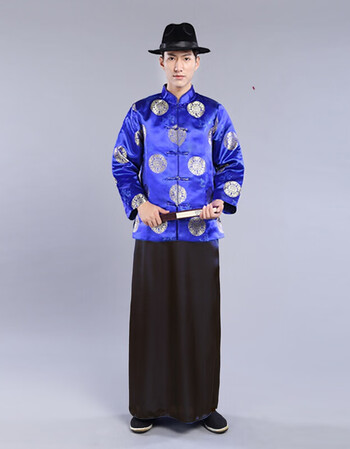 妩纪民国古装地主服装财主员外老爷马褂演出服掌柜管家唐装寿服新郎装