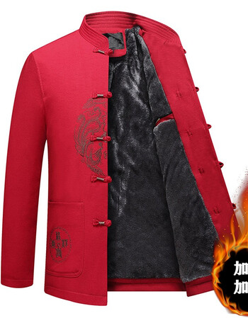 棉袄冬季新款老人爷爷奶奶生日宴会喜庆中式保暖外套男款红色170男士