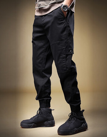 名面束脚工装裤男宽松秋冬季加绒加厚休闲裤男士束脚裤男生小脚哈伦裤