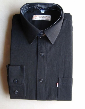 衬衫男加密加厚棉布衬衣粗布风情男装 黑色翻领 165/39【图片 价格