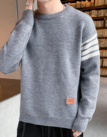 毛衣男学生紧身冬天针织男士春秋季内搭衣服打底衫男生外套6837灰色