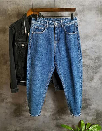 罗卜裤男士锥形牛仔裤秋冬萝卜裤日系复古萝卜牛仔裤男士春夏新款宽松