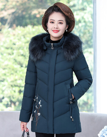加厚保暖老人50岁妈妈冬装棉服棉袄乐卉257墨绿色xl建议90105斤以下