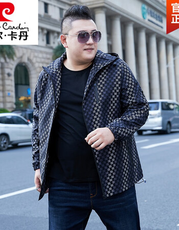 皮尔卡丹品牌高档男装特大号胖子外套男加肥加大码春秋潮流休闲宽松