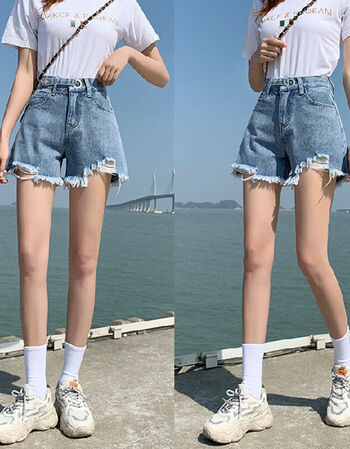 高品质秋冬牛仔裤女牛仔短裤女2021新款夏季韩版高腰五分裤宽松显瘦阔