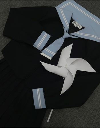 札幌襟水领白二本 圆领角 冬服 日本学生校服jk制服水 札幌襟水领白