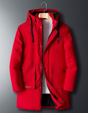 大款风衣男2021秋冬季新款加大码潮流休闲宽松男装加肥加大码外套红色