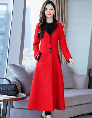 茵朗姿品牌折扣红色毛呢外套大衣女装结婚秋冬季加厚宴会礼服订婚衣服