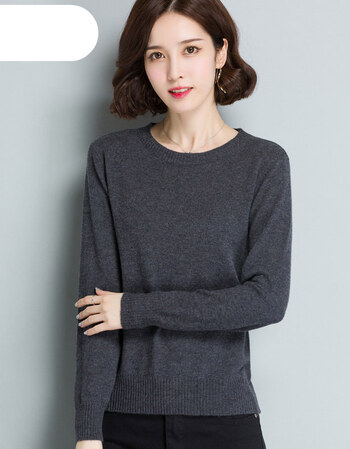 【京东年货节】纯羊毛衫女短款毛衣秋冬套头圆领宽松大码纯色打底针织