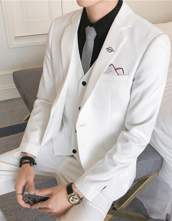 春秋西装套装男士商务休闲职业正装修身伴郎新郎结婚礼西服三件套