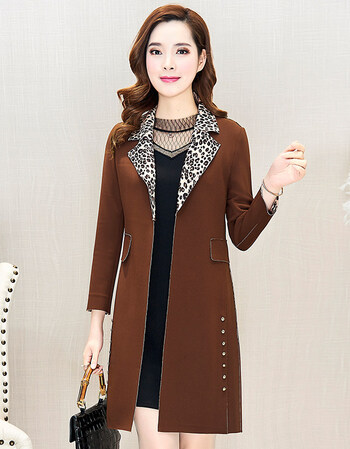 女装 风衣 娇百玫(jiaobeimei) 【京东商城】女王节促销豹纹领风衣