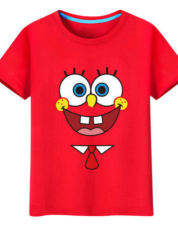 【春尚新】新品海绵宝宝动漫周边夏 t恤男女学生半袖圆领情侣青少年