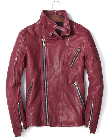 男士真皮皮衣绵羊皮衣机车皮夹克男装韩版时尚潮男修身皮衣斜拉链