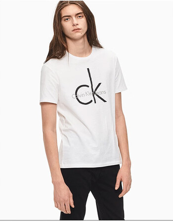 2019夏季新款 ck男士logo简约休闲圆领短袖t恤 白色 175/l