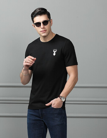 kitten潮牌男装ck短袖t恤男 丝光纯棉半袖体恤衫青年男士简约百搭鹿角