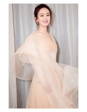 赵丽颖晚礼服女显瘦答谢宴节日伴娘主持演出年会冬季 高贵香槟色 s