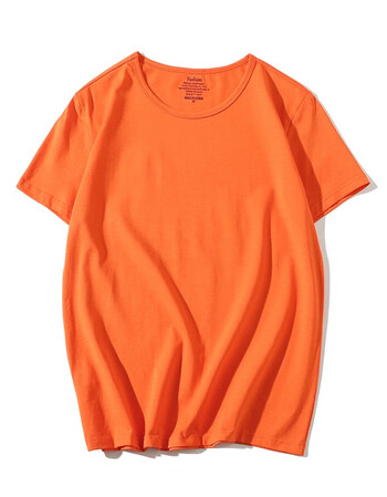 高梵t恤男2019夏季新款纯色休闲时尚简约男士t恤 橘色 s