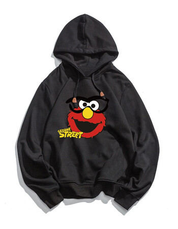 kaws联名芝麻街卫衣女cec套头薄衣服2019新款春秋薄连帽冬季学生外套