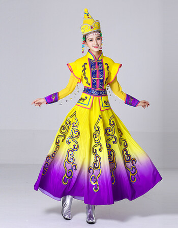 秋冬新品 长裙袍新款少数民族蒙古族服装女内蒙舞蹈成人表演舞演出