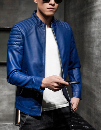 奇姆qimu 皮衣男2019春季新款社会精神小伙夹克外套青年潮流帅气休闲