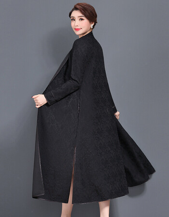 风衣外套女中长款韩版秋季2018妈妈宽松过膝蕾丝外衣春秋披风q 【8182