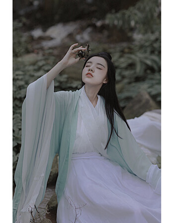 造型古风女装汉服女襦裙公主仙女长裙古装拍摄裙子大袖学生元素汉 浅