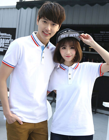 里小姐情侣装夏装有领t恤女短袖男女翻领polo衫工作服运动休闲上衣