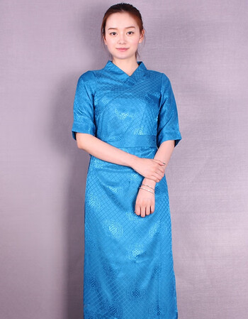 新品 西藏服女 藏族服装短袖博拉波利丝扎藏装锅庄藏袍女清凉定制款