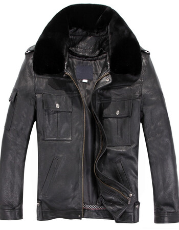 执勤真皮皮衣山绵羊皮冬季棉袄男保安交通制服护卫皮夹克警 104 180