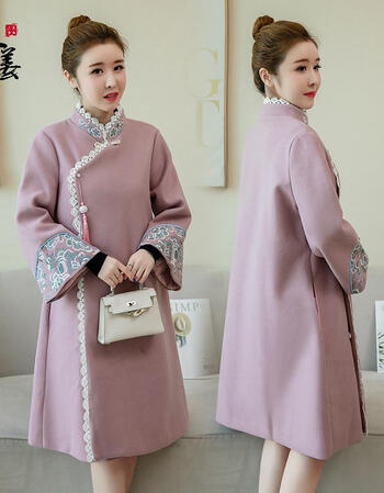 汉服民国风改良唐装旗袍女冬夹棉加厚延禧攻略复古毛呢外套 图片色 大