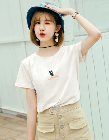 京东潮流2019夏季新款韩版宽松简约短袖t恤女学生ulzzang百搭上衣体