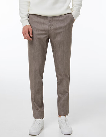 秋季灰色西裤男修身青年韩版潮流男士弹力休闲免烫小脚裤子 浅咖色 31