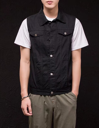 牛仔马甲男牛仔马甲男修身坎肩青年学生无袖背心韩版夹克春秋夏季薄款