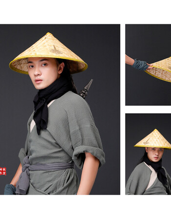 水浒传浪子燕青同款棉麻古装男武侠汉服剧组群演演出服 kkd293斗笠 m