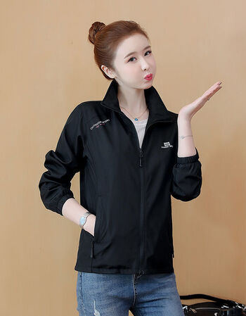 运动女装秋冬加绒外套大码外套夹克衫女装户外宽松服007黑色春秋款3xl
