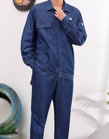 表兮中国石油劳保工作服夏季焊工套装中石油牛仔工作服加油站薄款中