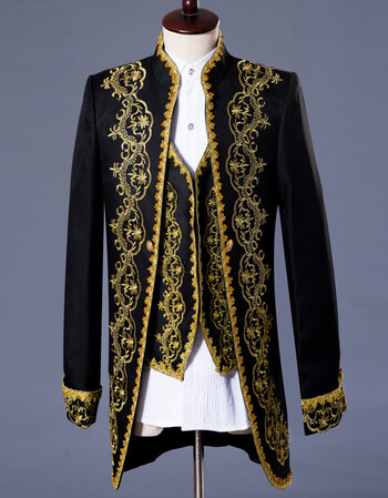 新品鸭鸭男士西装三件套欧美宫廷服主持人演出礼服影楼服宫廷套装