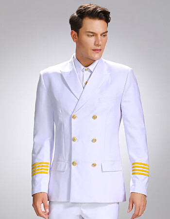 美国海军海员白色西服制服公司年会主持人演出表演服高管宴会礼服