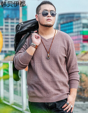 肥加大毛衣胖人男装针织衫大码男胖子衣服bmy075 暗粉 3xl(190-210斤)