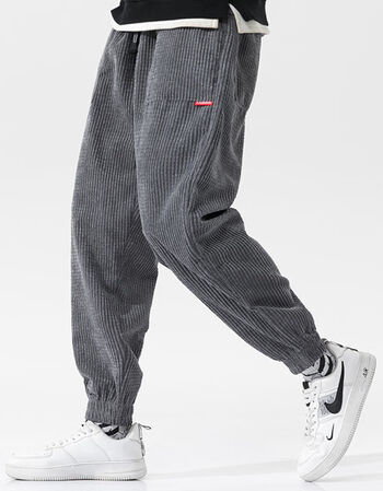 潮流百搭宽松精神小伙束脚裤灰色灯芯绒常规加厚灰色灯芯绒常规加厚l