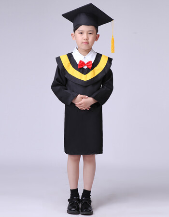 服儿童小学幼儿园学士服毕业服毕业学位服儿童摄影服装sn2297 黄领