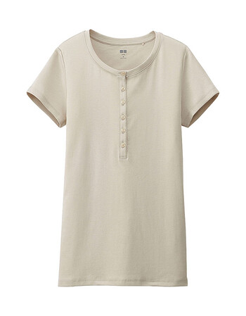 女装supima modal亨利领t恤 147784 优衣库uniqlo 深米色 165/92a(xl)