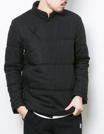 尊首冬季中国风棉衣男盘扣复古立领加棉外套青年中式唐装棉袄大码棉服