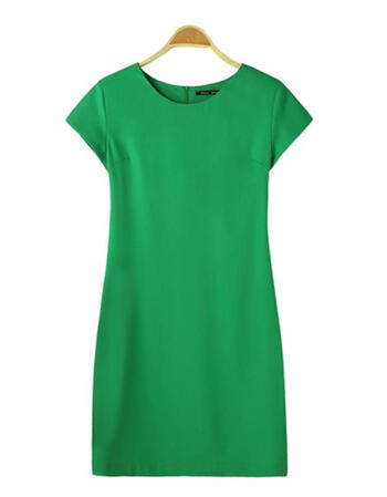 夏装新款女装大码丝麻连衣裙短袖修身显瘦真丝裙a字麻裙 9198 绿色 xl