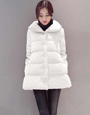 2017新款女装 处理冬装中长款加厚中款羽绒服 白色 m